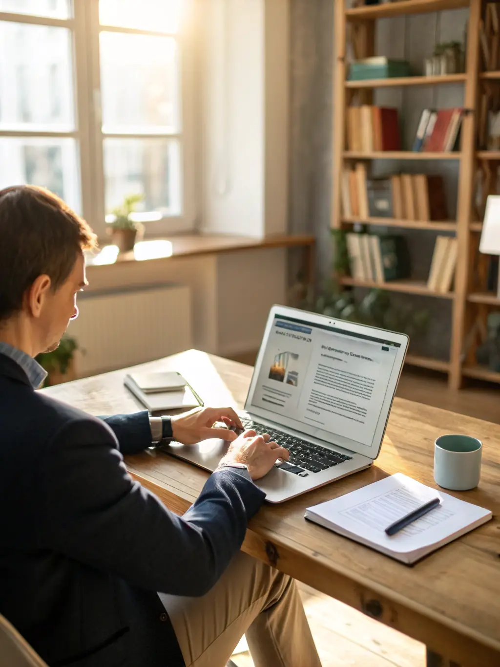 A professional using CareerPilot AI on a laptop, looking focused and confident, with a clean and modern interface showcasing job search results.
