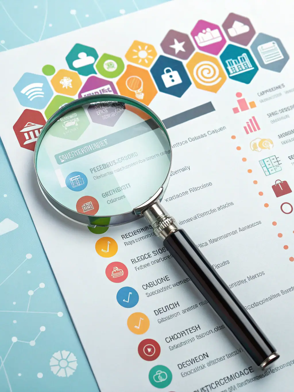 An illustration of a magnifying glass hovering over a digital map filled with job postings, highlighting the AI-matched opportunities feature of CareerPilot AI.